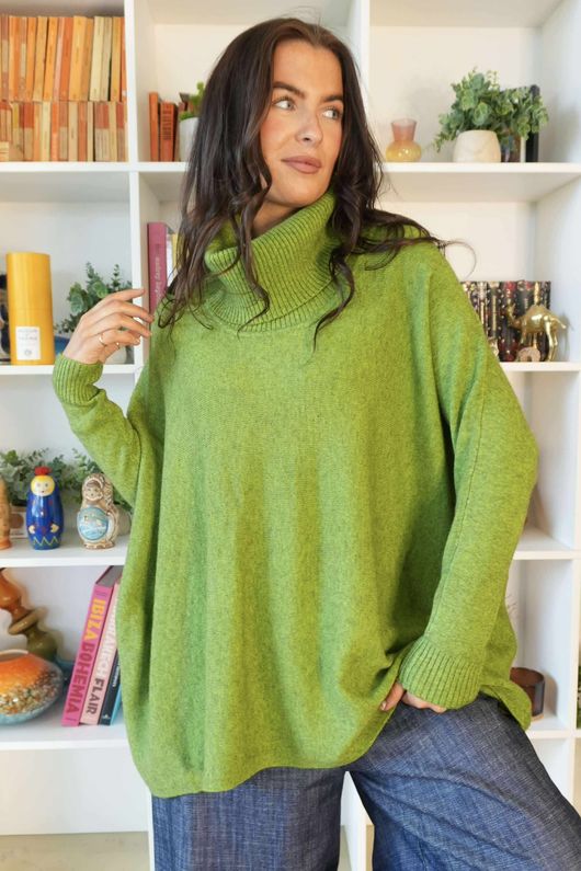 Beyond Terry Oversized Cowl Knit Olive Marl